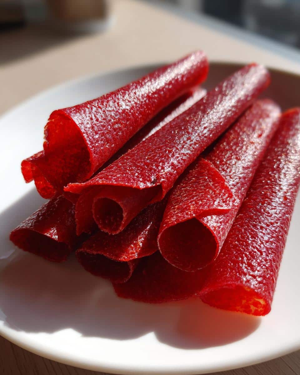 Raspberry Fruit Leather Roll-Ups - detail 1