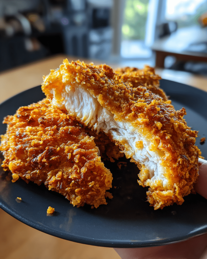 Close up of cooked chicken with perfect coating adhesion solving Why Breading Falls Off Chicken