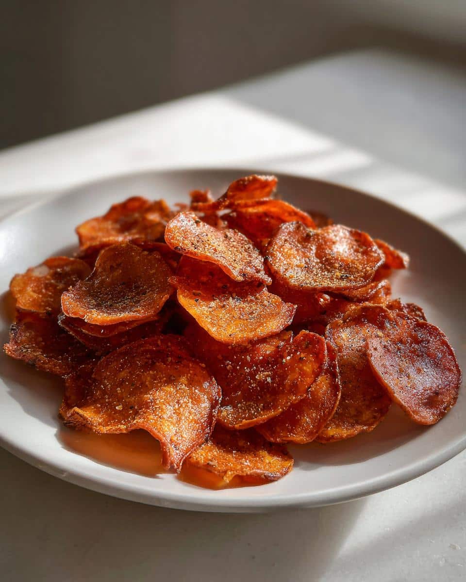 "3-Minute Keto Beef Pepperoni Chips - Crispy Bliss" 4 Keto Beef Pepperoni Chips - detail 1